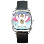 pink yeti  Square Metal Watch