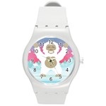 pink yeti  Round Plastic Sport Watch (M)