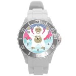 pink yeti  Round Plastic Sport Watch (L)