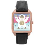 pink yeti  Rose Gold Leather Watch 