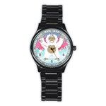 pink yeti  Stainless Steel Round Watch