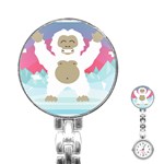 pink yeti  Stainless Steel Nurses Watch