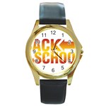 Back To School Round Gold Metal Watch