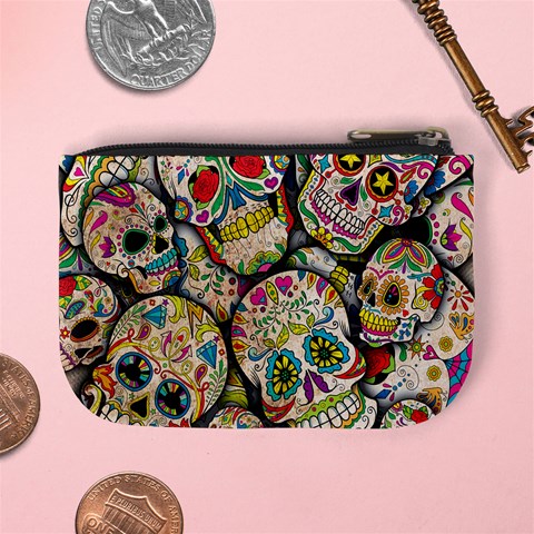 Sugar Skull Collage Mini Coin Purse from ArtsNow.com Back