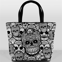 Sugar Skulls   Black And White Bucket Bag from ArtsNow.com Front