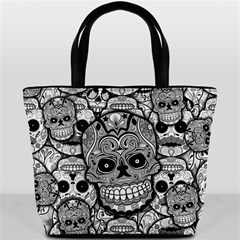 Sugar Skulls   Black And White Bucket Bag from ArtsNow.com Back