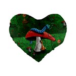 Magic Mushroom Standard 16  Premium Flano Heart Shape Cushion 