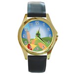 Yellow Brick Road Round Gold Metal Watch