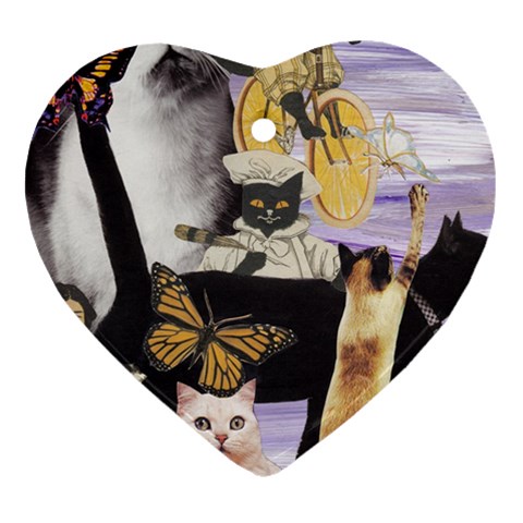 Cute Cat Collage 4 Ornament (Heart) from ArtsNow.com Front