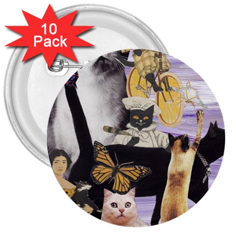 Cute Cat Collage 4 3  Button (10 pack) from ArtsNow.com Front