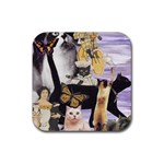 Cute Cat Collage 4 Rubber Coaster (Square)