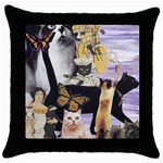 Cute Cat Collage 4 Med Throw Pillow Case (Black)