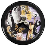 Cute Cat Collage 4 Wall Clock (Black)