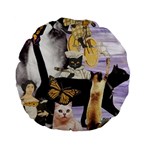 Cute Cat Collage 4 Standard 15  Premium Flano Round Cushion 