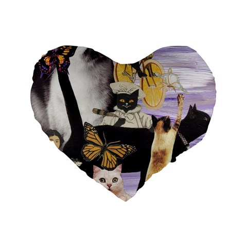 Cute Cat Collage 4 Standard 16  Premium Flano Heart Shape Cushion  from ArtsNow.com Front