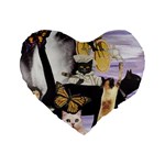 Cute Cat Collage 4 Standard 16  Premium Flano Heart Shape Cushion 