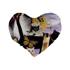 Cute Cat Collage 4 Standard 16  Premium Flano Heart Shape Cushion  from ArtsNow.com Back