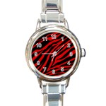 red  zebra  Round Italian Charm Watch