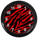 red  zebra  Wall Clock (Black)