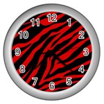 red  zebra  Wall Clock (Silver)