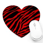 red  zebra  Heart Mousepad