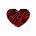 red  zebra  Rubber Heart Coaster (4 pack)