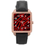 red  zebra  Rose Gold Leather Watch 