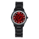 red  zebra  Stainless Steel Round Watch