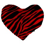 red  zebra  Large 19  Premium Flano Heart Shape Cushion