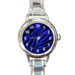 blue zebra Round Italian Charm Watch