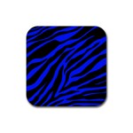 blue zebra Rubber Coaster (Square)