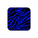 blue zebra Rubber Square Coaster (4 pack)