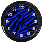 blue zebra Wall Clock (Black)