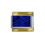 blue zebra Gold Trim Italian Charm (9mm)