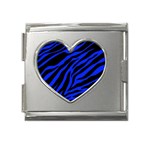 blue zebra Mega Link Heart Italian Charm (18mm)