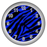 blue zebra Wall Clock (Silver)