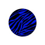 blue zebra Rubber Round Coaster (4 pack)