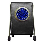 blue zebra Pen Holder Desk Clock