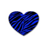 blue zebra Rubber Coaster (Heart)