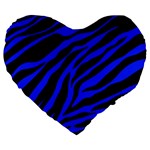 blue zebra Large 19  Premium Heart Shape Cushion