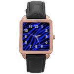 blue zebra Rose Gold Leather Watch 