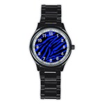 blue zebra Stainless Steel Round Watch