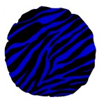 blue zebra Large 18  Premium Flano Round Cushion 