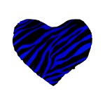 blue zebra Standard 16  Premium Flano Heart Shape Cushion 