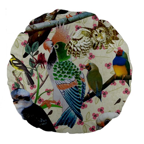 Pretty Birdies Large 18  Premium Round Cushion  from ArtsNow.com Back