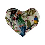 Pretty Birdies Standard 16  Premium Heart Shape Cushion 