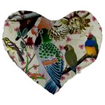 Pretty Birdies Large 19  Premium Heart Shape Cushion