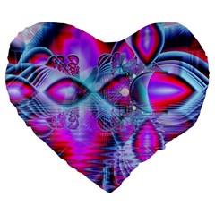 Crystal Northern Lights Palace, Abstract Ice  Large 19  Premium Flano Heart Shape Cushions from ArtsNow.com Front