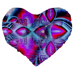 Crystal Northern Lights Palace, Abstract Ice  Large 19  Premium Flano Heart Shape Cushions from ArtsNow.com Back