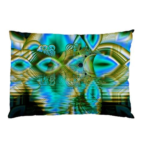 Crystal Gold Peacock, Abstract Mystical Lake Pillow Case (Two Sides) from ArtsNow.com Back